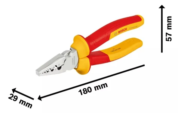 BOSCH VDE 1000 Volt İzoleli Kablo Pabucu Sıkma Pensesi 180 mm (1600A02NE6) - 5
