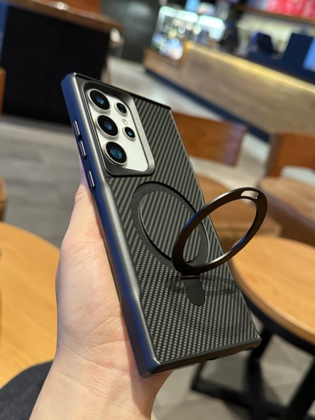 Samsung Galaxy S25 Uyumlu Manyetik Zırhlı Standlı Telefon Kılıfı - Siyah - 3