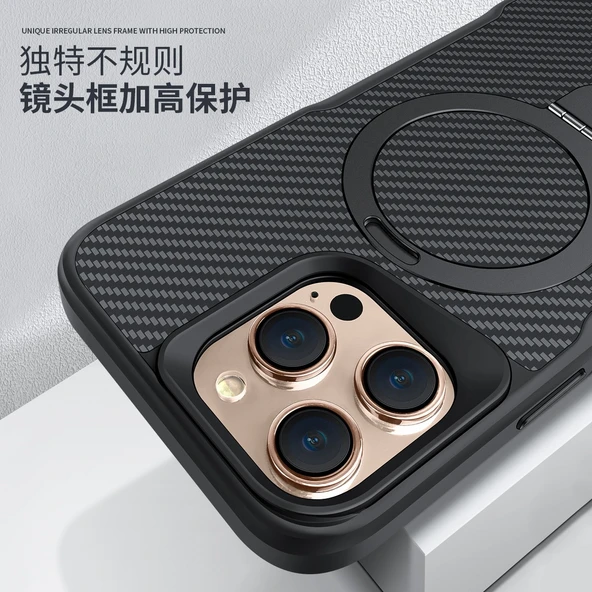 iPhone 15 Uyumlu Manyetik Zırhlı Braketli Telefon Kılıfı - Gri - 6