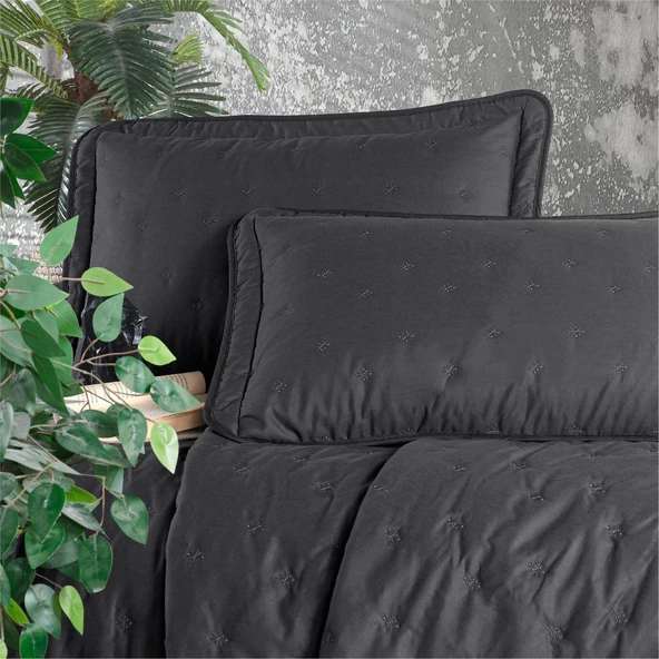 Clasy Microfiber Nakışlı Çift Kişilik Yatak Örtüsü Seti Aspendos - 8