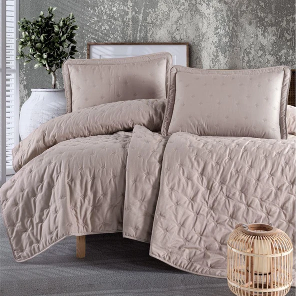 Clasy Microfiber Nakışlı Çift Kişilik Yatak Örtüsü Seti Aspendos