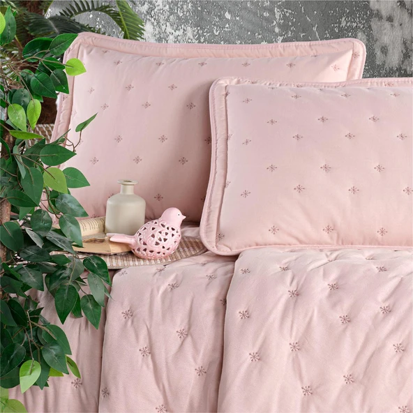 Clasy Microfiber Nakışlı Çift Kişilik Yatak Örtüsü Seti Aspendos - 5