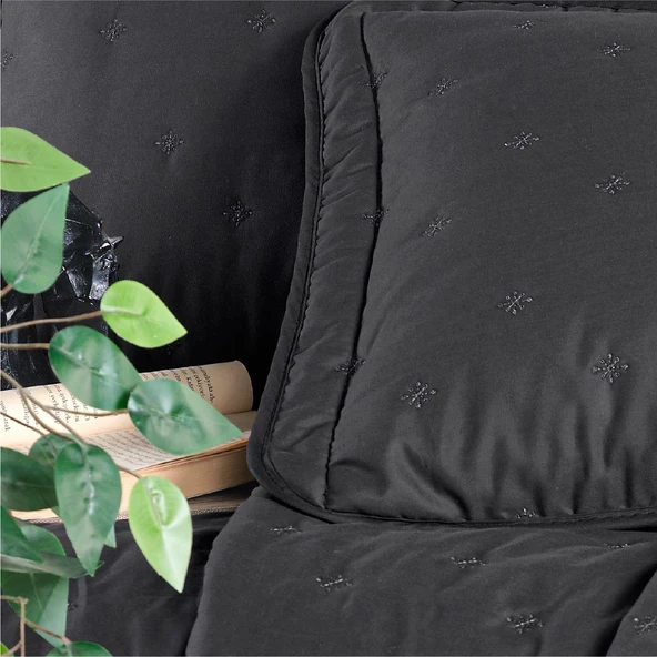 Clasy Microfiber Nakışlı Çift Kişilik Yatak Örtüsü Seti Aspendos - 9