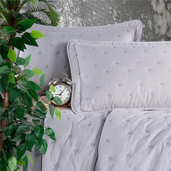 Clasy Microfiber Nakışlı Çift Kişilik Yatak Örtüsü Seti Aspendos - 12