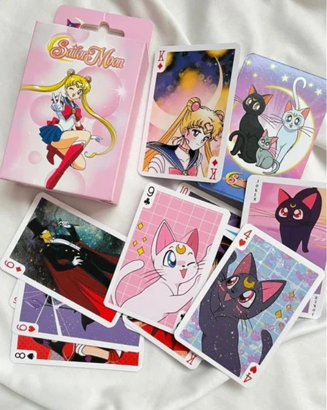 İskambil Kağıdı Anime Sailor Moon Poker Oyun Kartı 54 Adet İskambil Destesi - 4