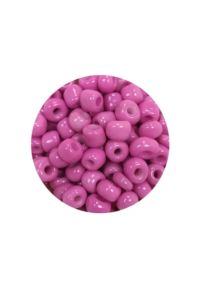 Dökme Cam Kum Boncuk Büyük Boy (6/0) 4 mm - 60 Gram - Koyu Pembe - BNC127 - Resim 2