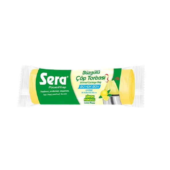Sera Çöp Torbası Büzgülü Limon Kokulu Büyük  Boy 10 Lu 65 x 70 Cm x 5 Paket - 2