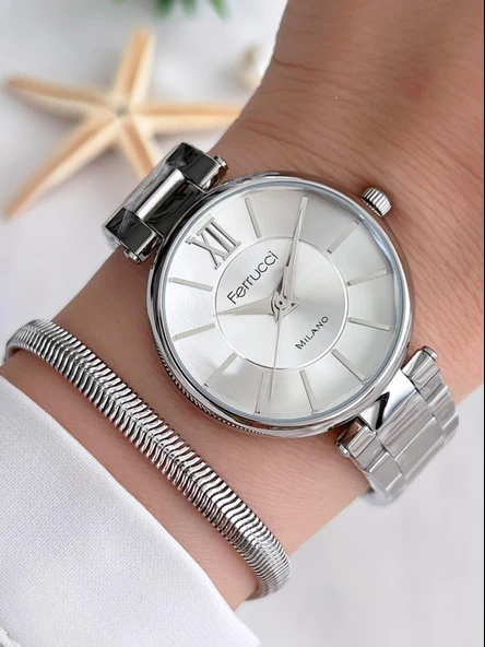 Ferrucci Kadın Kol Saati+Bileklik Özel Seri Çelik Kordon Kararma Renk Atma Yapmaz VS.BLKT.0304 ürün görseli