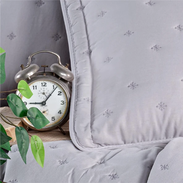 Clasy Microfiber Nakışlı Çift Kişilik Yatak Örtüsü Seti Aspendos - 11