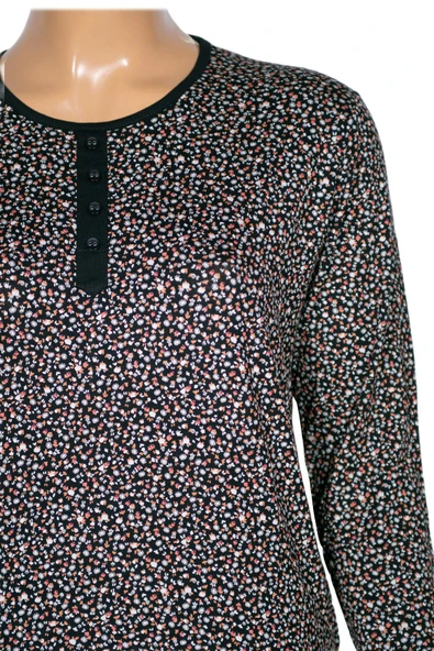 Cimariva Kadın Vera Büyük Beden O Yaka Koton Penye Siyah Bluz - 2