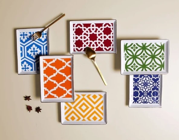 Porland Morocco 6 Kişilik Pasta Takımı 18x13cm Karma Renk