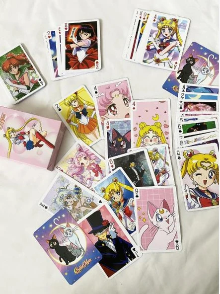 İskambil Kağıdı Anime Sailor Moon Poker Oyun Kartı 54 Adet İskambil Destesi - 7