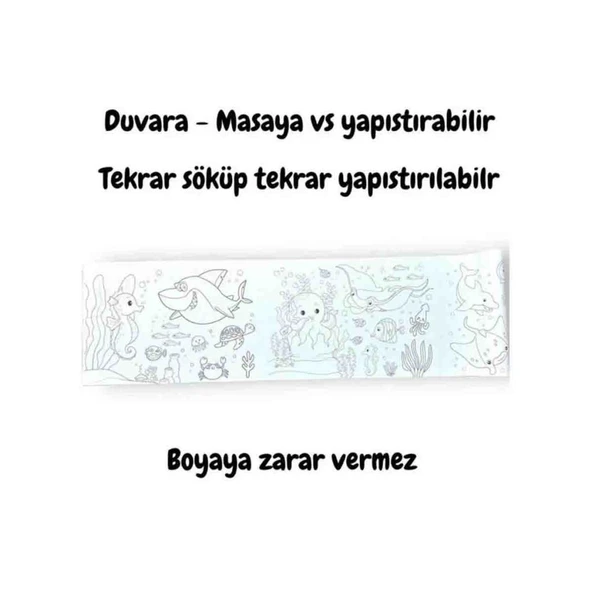 Carioca 4'lü Boyama Seti + Lino Yapışkanlı Boyama Kağıdı 86x20 cm Sea World - 3