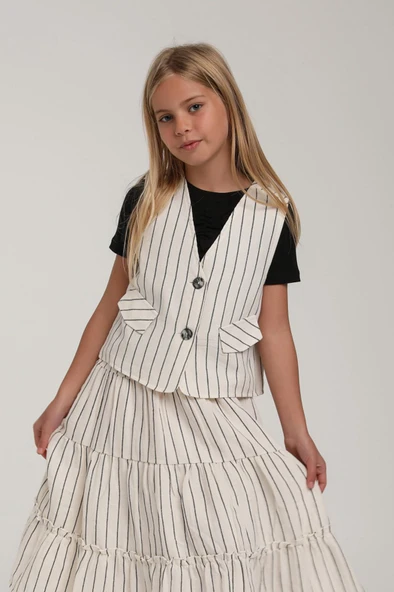 Kız Çocuk Çizgili Yelek