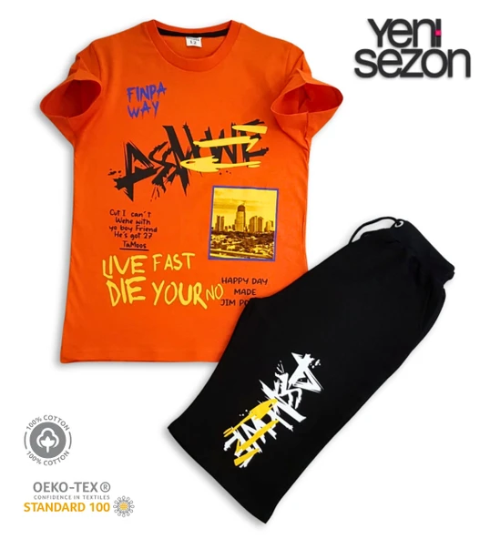 Triliya Pamuklu Unisex Çocuk Kapri Takımı (Cepli & Kordonlu, 3-12 Yaş) TRL-57 - 3