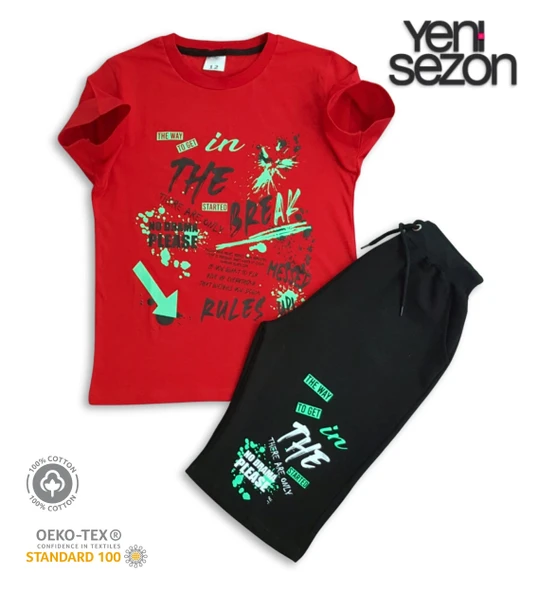 Triliya Pamuklu Unisex Çocuk Kapri Takımı (Cepli & Kordonlu, 3-12 Yaş) TRL-37 - 7