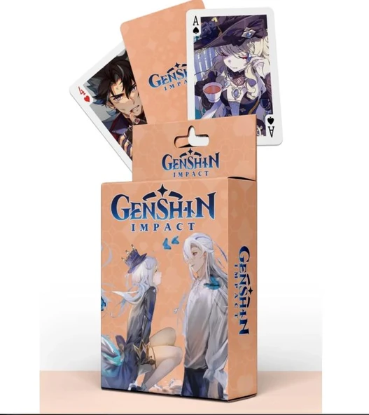 İskambil Kağıdı Anime Genshin Poker Oyun Kartı 54 Adet İskambil Destesi