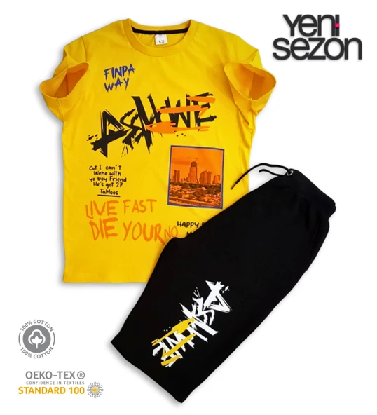 Triliya Pamuklu Unisex Çocuk Kapri Takımı (Cepli & Kordonlu, 3-12 Yaş) TRL-57 - 4