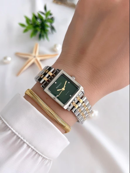 Ferrucci Kadın Kol Saati+Bileklik Özel Seri Çelik Kordon Kararma Renk Atma Yapmaz VS.BLKT.0306 - Resim 2