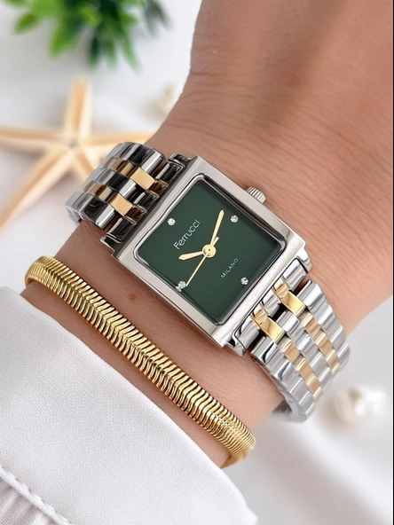 Ferrucci Kadın Kol Saati+Bileklik Özel Seri Çelik Kordon Kararma Renk Atma Yapmaz VS.BLKT.0306 ürün görseli