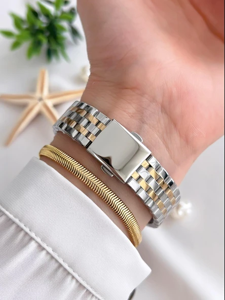 Ferrucci Kadın Kol Saati+Bileklik Özel Seri Çelik Kordon Kararma Renk Atma Yapmaz VS.BLKT.0306 - Resim 3