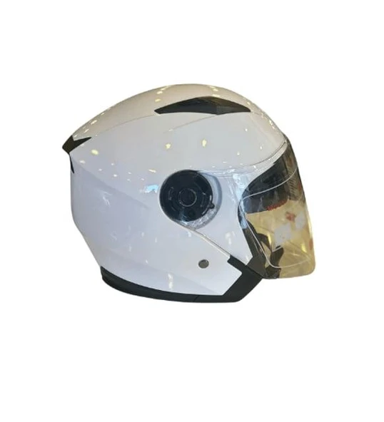 Jiekai Yarım Açık Güneş Vizörlü Kask Parlak Yeşil Beyaz M Beden (57-58 Cm) - Resim 3