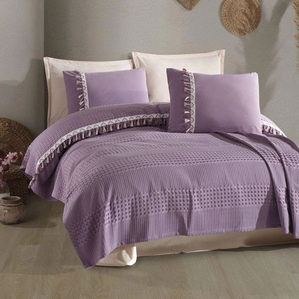 Clasy %100 Pamuk Çift Kişilik Pike Takımı Bohamline - 5