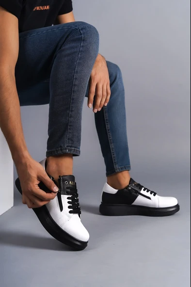 Bağcıklı ve Fermuarlı Cilt Erkek Günlük Sneaker Ayakkabı - 2