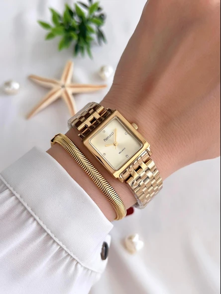 Ferrucci Kadın Kol Saati+Bileklik Özel Seri Çelik Kordon Kararma Renk Atma Yapmaz VS.BLKT.0308 - Resim 2