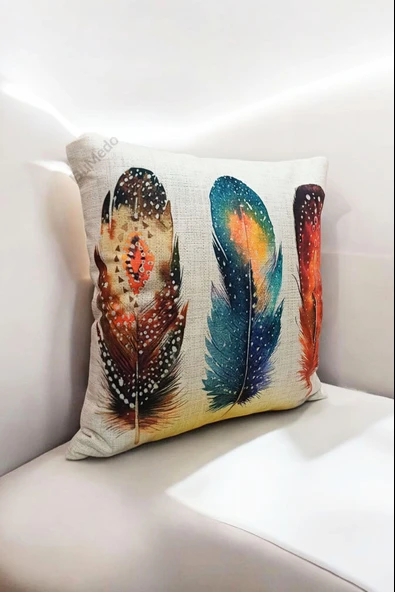 Dijital Baskılı Karışık Desenli Dekoratif Şık Tek Taraflı 2'li Kırlent Yastık Kılıfı - 2