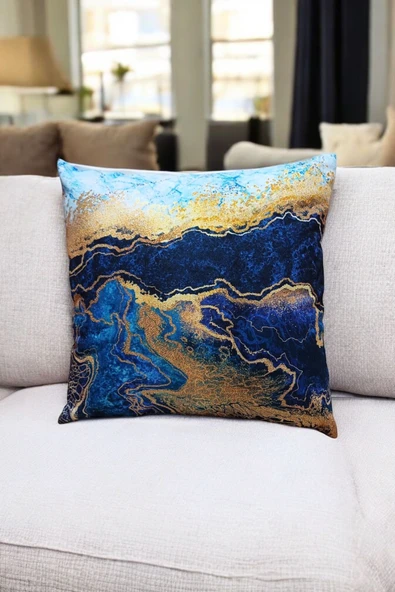 Dijital Baskılı Karışık Desenli Dekoratif Şık Tek Taraflı 2'li Kırlent Yastık Kılıfı - 3