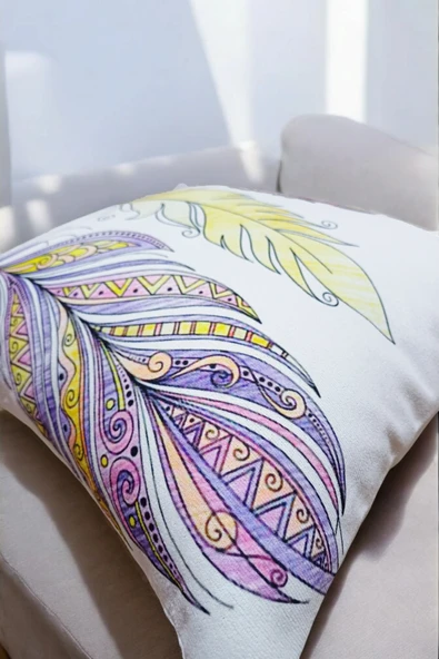 Dijital Baskılı Karışık Desenli Dekoratif Şık Tek Taraflı 2'li Kırlent Yastık Kılıfı - Resim 3