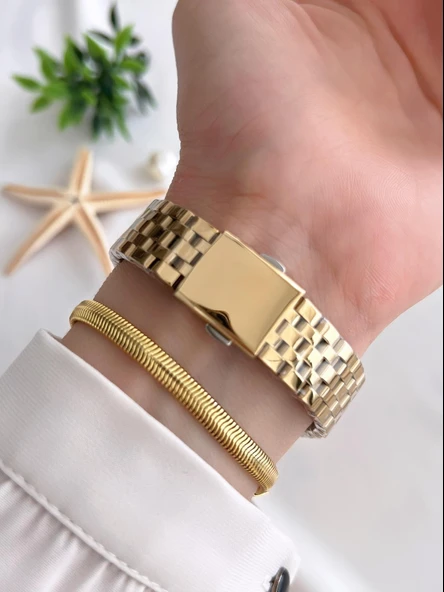 Ferrucci Kadın Kol Saati+Bileklik Özel Seri Çelik Kordon Kararma Renk Atma Yapmaz VS.BLKT.0308 - Resim 3