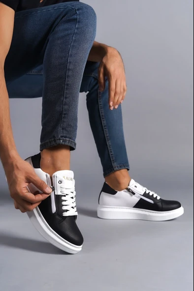 Bağcıklı ve Fermuarlı Cilt Erkek Günlük Sneaker Ayakkabı - 3
