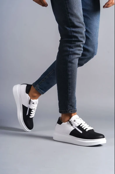 Bağcıklı ve Fermuarlı Cilt Erkek Günlük Sneaker Ayakkabı