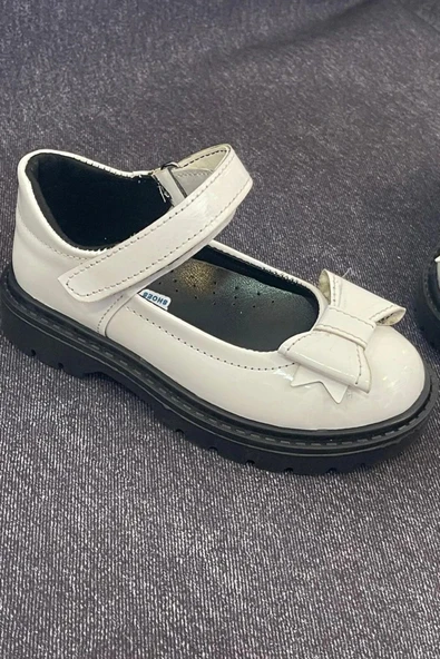 Günlük Kullanıma Uygun Kız Çocuk Beyaz Okul Babet - 3