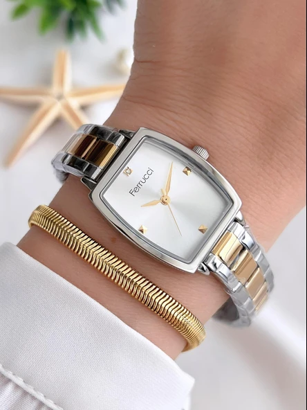 Ferrucci Kadın Kol Saati+Bileklik Özel Seri Çelik Kordon Kararma Renk Atma Yapmaz VS.BLKT.0310 ürün görseli