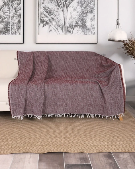 Çok Amaçlı Pamuklu Kaliteli Sık Dokuma 175X215 Cm Kaymaz Koltuk Kanepe Örtüsü (Bordo)