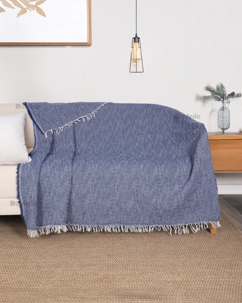 Çok Amaçlı Pamuklu Kaliteli Sık Dokuma 175X215 Cm Kaymaz Koltuk Kanepe Örtüsü (Lacivert) ürün görseli