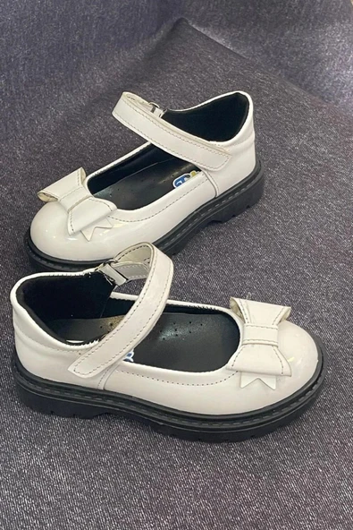 Günlük Kullanıma Uygun Kız Çocuk Beyaz Okul Babet - 4
