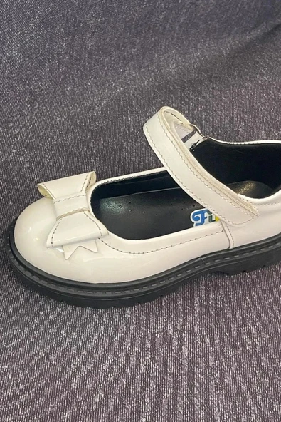 Günlük Kullanıma Uygun Kız Çocuk Beyaz Okul Babet - 5