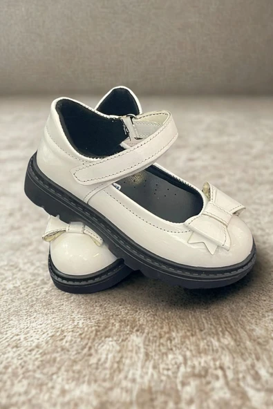 Günlük Kullanıma Uygun Kız Çocuk Beyaz Okul Babet - 2