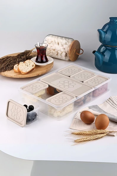 Mithra Life 8 Adet Krem Kapaklı Kahvaltılık Seti Saklama Kabı MIT1164