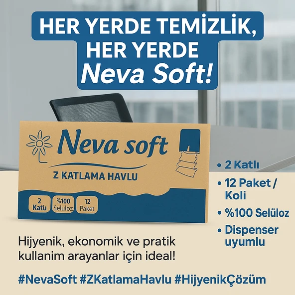 Neva Soft Z Katlama Kağıt Havlu 2 Katlı - 100X12 Paket %100 Selüloz Endüstriyel Kullanım - 4