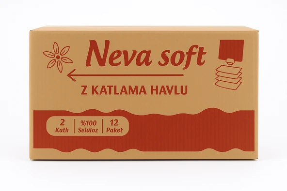 Neva Soft Z Katlama Kağıt Havlu 2 Katlı - 200X12 Paket %100 Selüloz Endüstriyel Kullanım