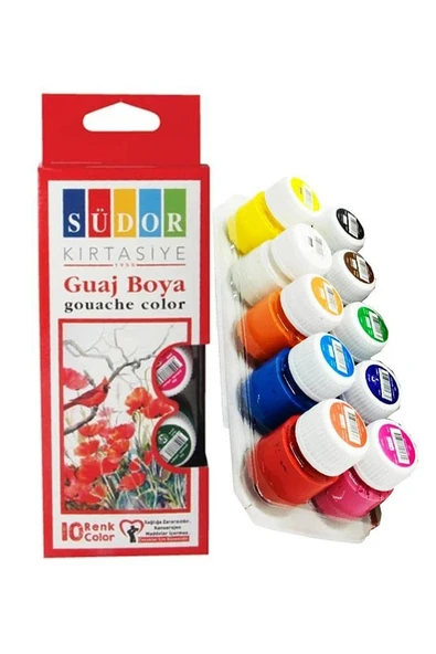 Alex Schoeller Çok Amaçlı Sanatsal Blok 35x50 200 gr 15 Yaprak Südor 12 Renk 20 ml Guaj Boya Plastik Spatula Fırça - Resim 5