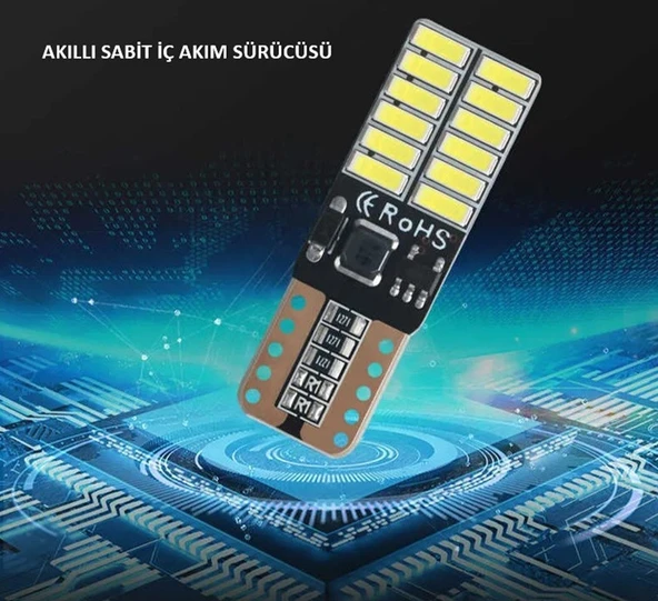 100 Adet T10 Led 12-24 Volt Park Plaka Tavan Ampulü 24 Ledli Beyaz - 5