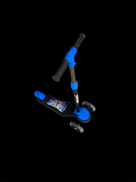 3 Tekerli Led Işıklı Scooter Yükseklik Ayarlı Mavi Scooter Max40kg - 5