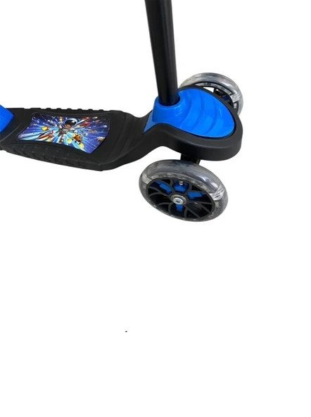 3 Tekerli Led Işıklı Scooter Yükseklik Ayarlı Mavi Scooter Max40kg - 3