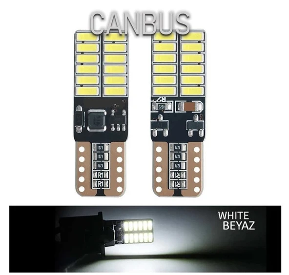 2 Adet T10 Led 12-24 Volt Park Plaka Tavan Ampulü 24 Ledli Beyaz